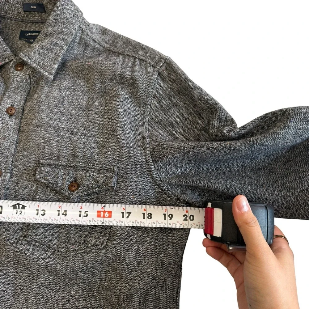 J. Crew Jeans J6129 Wool Blend Grey Button Up Men‎ Long Sleeve Shirt Sz M #467